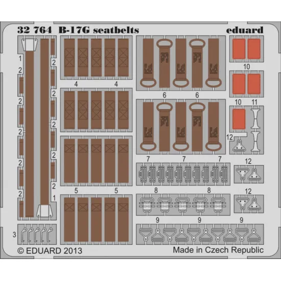 Eduard 32764 1/32 B-17G seatbelts Photo-Etched for Aircraft Photo etched set