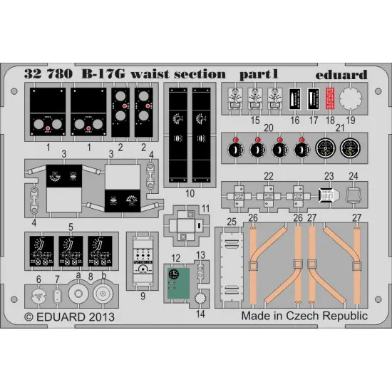 Eduard 32780 1/32 B-17G waist section Photo-Etched for Aircraft Photo etched set
