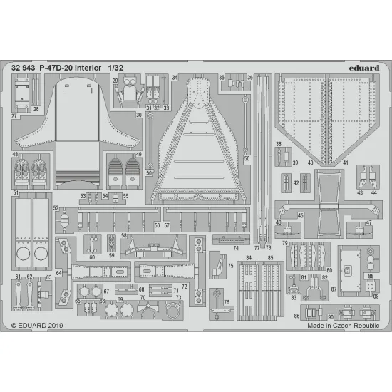 Eduard 32943 1/32 P-47D-20 interior Photo-Etched for Aircraft Photo etched set