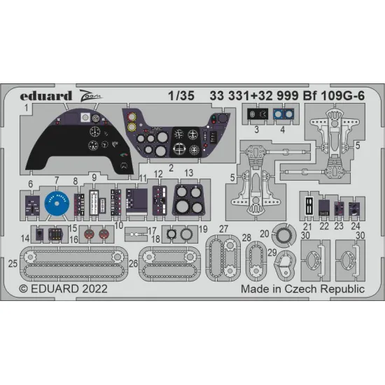 Eduard 32999 1/35 Bf 109G-6 Photo-Etched for Aircraft Photo etched set