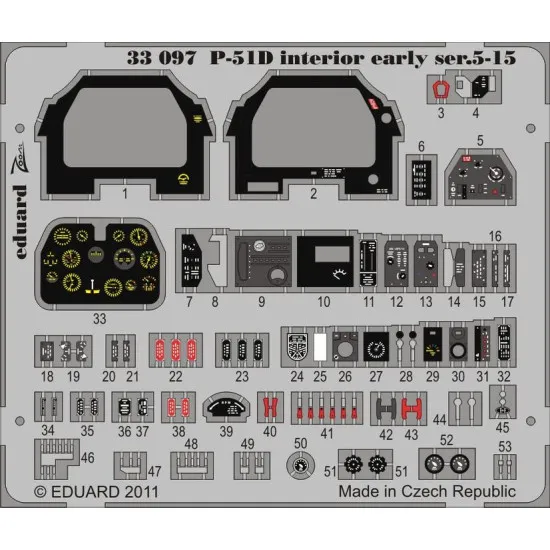 Eduard 33097 1/32 P-51D Interior early ser.5-15 S.A. TAMIYA Photo-Etched for Aircraft Zoom set