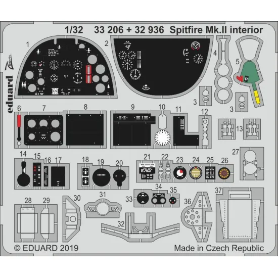 Eduard 33206 1/32 Spitfire Mk.II interior Photo-Etched for Aircraft Zoom set