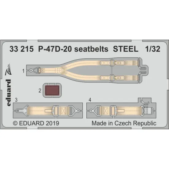 Eduard 33215 1/32 P-47D-20 seatbelts STEEL Photo-Etched for Aircraft Zoom set