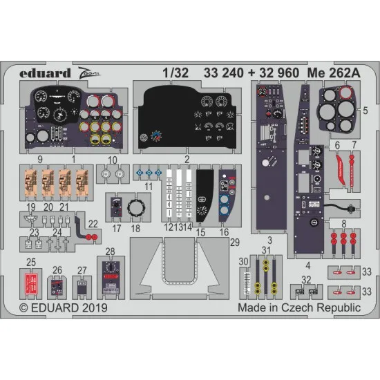 Eduard 33240 1/32 Me 262A Photo-Etched for Aircraft Zoom set