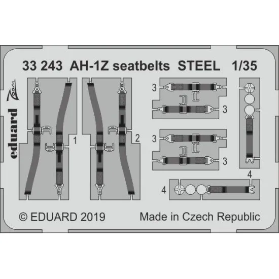 Eduard 33243 1/35 AH-1Z seatbelts STEEL Photo-Etched for Aircraft Zoom set