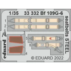 Eduard 33332 1/35 Bf 109G-6 seatbelts STEEL Photo-Etched for Aircraft Zoom set