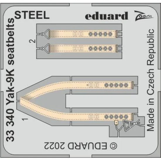 Eduard 33340 1/32 Yak-9K seatbelts STEEL Photo-Etched for Aircraft Zoom set