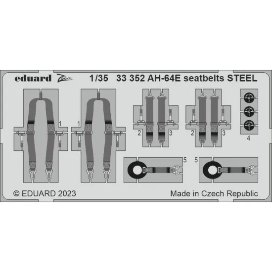 Eduard 33352 1/35 AH-64E seatbelts STEEL Photo-Etched for Aircraft Zoom set