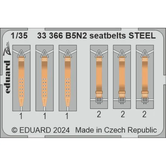 Eduard 33366 1/35 B5N2 seatbelts STEEL Photo-Etched for Aircraft Zoom set