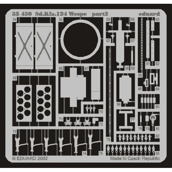 Eduard 35450 1/35 Sd.Kfz.124 Wespe Photo-Etched for AFV Photo etched set