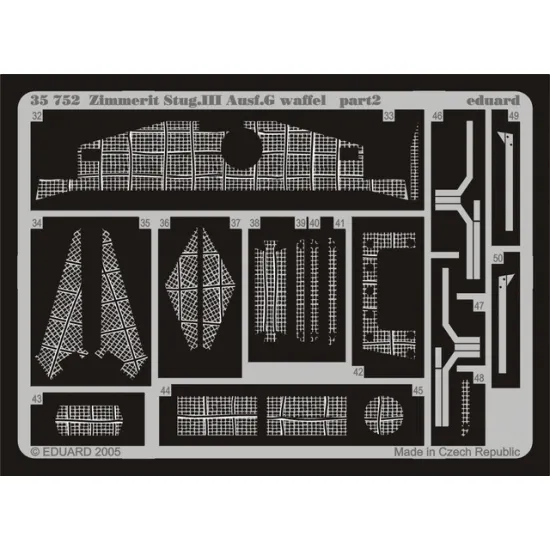 Eduard 35752 1/35 Zimmerit StuG.III Ausf.G waffel Photo-Etched for AFV Photo etched set