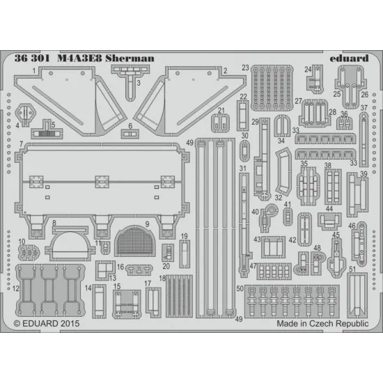 Eduard 36301 1/35 M4A3E8 Sherman Photo-Etched for AFV Photo etched set