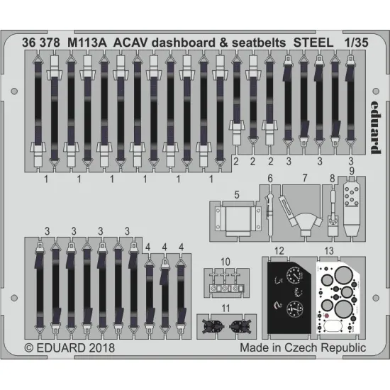 Eduard 36378 1/35 M113A ACAV dashboard & seatbelts STEEL Photo-Etched for AFV Photo etched set