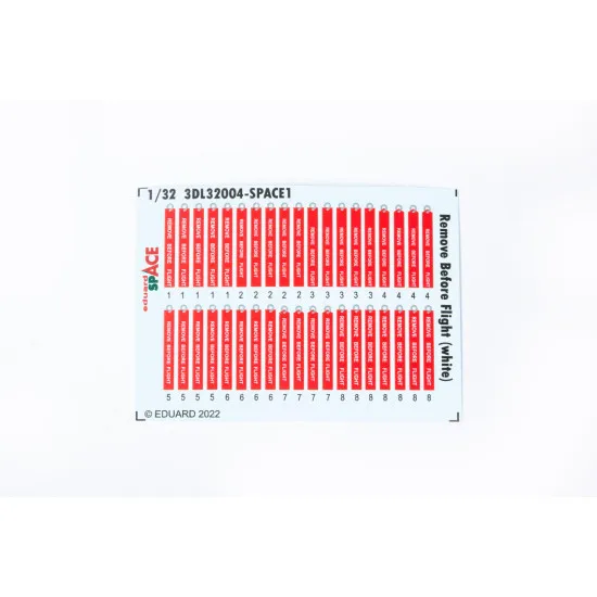 Eduard 3DL32004 1/32 Remove Before Flight (white) SPACE 3D Decal for Aircraft Space