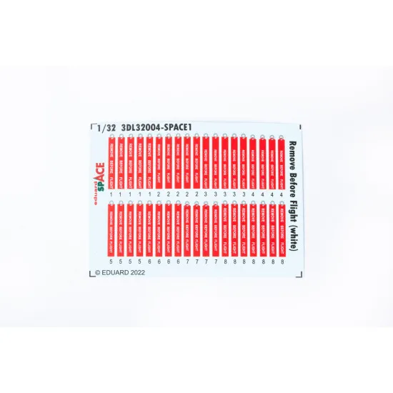 Eduard 3DL32004 1/32 Remove Before Flight (white) SPACE 3D Decal for Aircraft Space