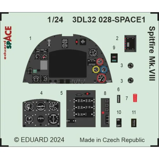 Eduard 3DL32028 1/32 Spitfire Mk.VIII SPACE AIRFIX 3D Decal for Aircraft
