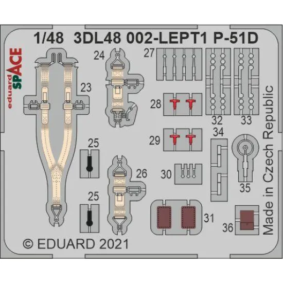 Eduard 3DL48002 1/48 P-51D-5 SPACE 3D Decal for Aircraft Space