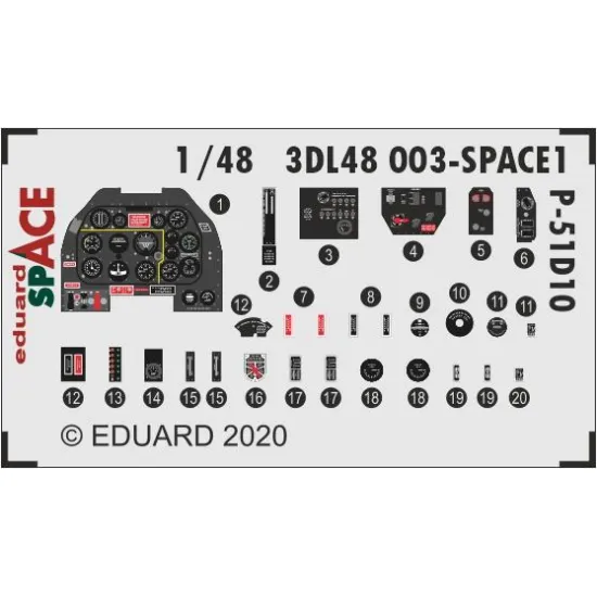 Eduard 3DL48003 1/48 P-51D-10 SPACE 3D Decal for Aircraft Space