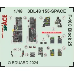Eduard 3DL48155 1/48 F-16C Block 25 SPACE 3D Decal for Aircraft Space