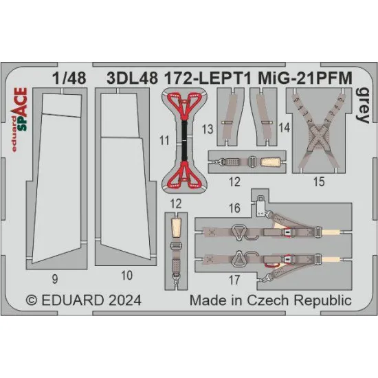 Eduard 3DL48172 1/48 MiG-21PFM grey SPACE 3D Decal for Aircraft Space