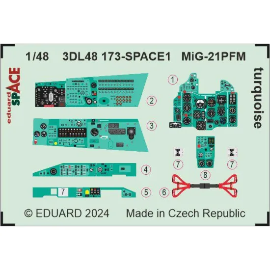 Eduard 3DL48173 1/48 MiG-21PFM turquoise SPACE 3D Decal for Aircraft Space
