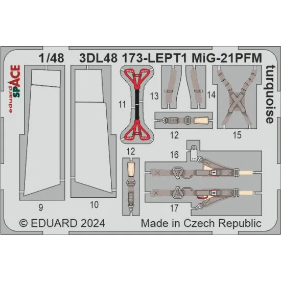 Eduard 3DL48173 1/48 MiG-21PFM turquoise SPACE 3D Decal for Aircraft Space