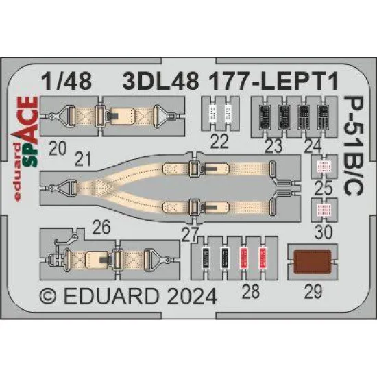 Eduard 3DL48177 1/48 P-51B/C SPACE 3D Decal for Aircraft Space