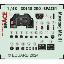 Eduard 3DL48200 1/48 Mustang Mk.III SPACE 3D Decal for Aircraft Space