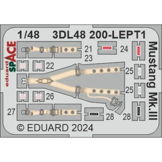 Eduard 3DL48200 1/48 Mustang Mk.III SPACE 3D Decal for Aircraft Space