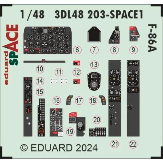 Eduard 3DL48203 1/48 F-86A SPACE CLEAR PROP 3D Decal for Aircraft