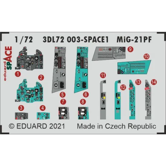 Eduard 3DL72003 1/72 MiG-21PF SPACE 3D Decal for Aircraft Space