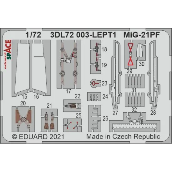 Eduard 3DL72003 1/72 MiG-21PF SPACE 3D Decal for Aircraft Space