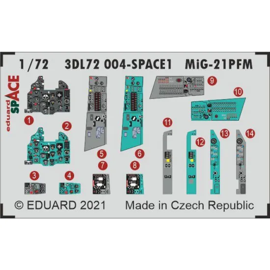 Eduard 3DL72004 1/72 MiG-21PFM SPACE 3D Decal for Aircraft Space Eduard 3DL72004 1/72 MiG-21PFM SPACE 3D Decal for Aircraft Space