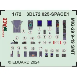 Eduard 3DL72025 1/72 MiG-29 9-19 SMT SPACE 3D Decal for Aircraft Space
