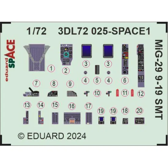 Eduard 3DL72025 1/72 MiG-29 9-19 SMT SPACE 3D Decal for Aircraft Space