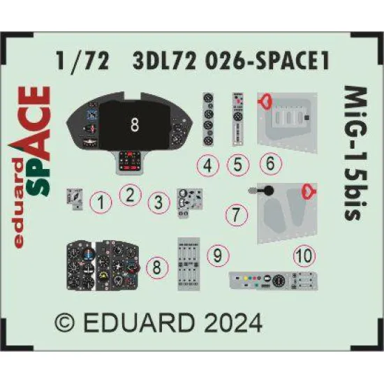 Eduard 3DL72026 1/72 MiG-15bis SPACE 3D Decal for Aircraft Space