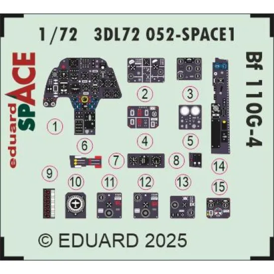 Eduard 3DL72052 1/72 Bf 110G-4 SPACE 3D Decal for Aircraft Space