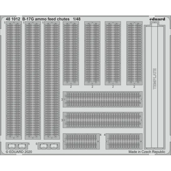 Eduard 481012 1/48 B-17G ammo feed chutes Photo-Etched for Aircraft Photo etched set