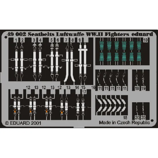 Eduard 49002 1/48 Seatbelts Luftwaffe WWII Fighters Photo-Etched for Aircraft Photo etched set