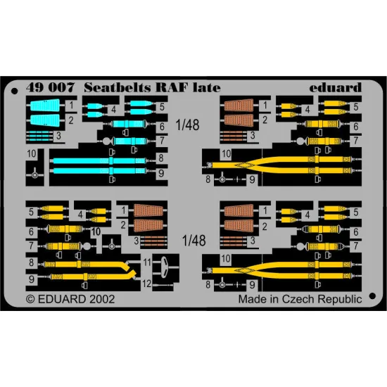 Eduard 49007 1/48 Seatbelts RAF late Photo-Etched for Aircraft Photo etched set