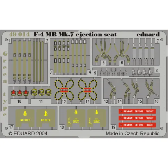 Eduard 49014 1/48 F-4 ejection seat green Photo-Etched for Aircraft Photo etched set