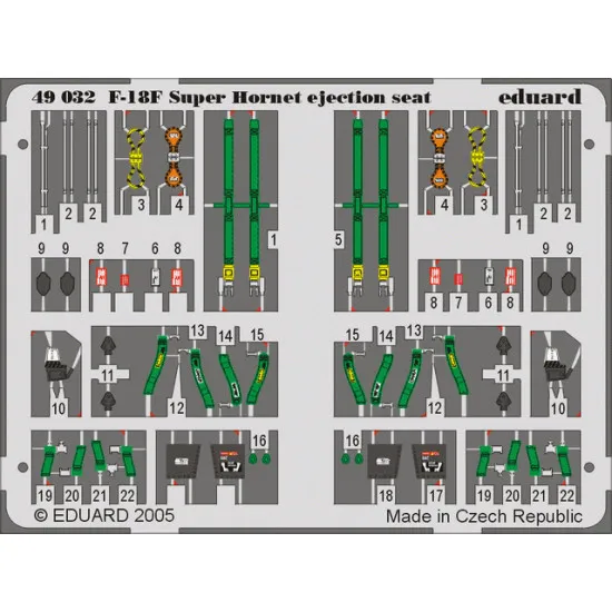 Eduard 49032 1/48 F/A-18F ejection seat Photo-Etched for Aircraft Photo etched set