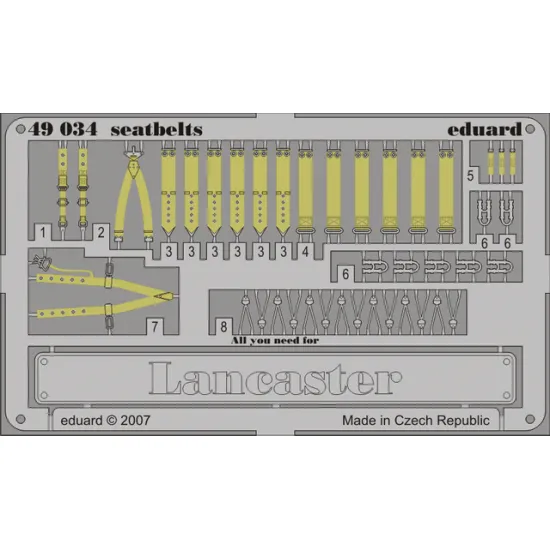 Eduard 49034 1/48 Lancaster seatbelts Photo-Etched for Aircraft Photo etched set