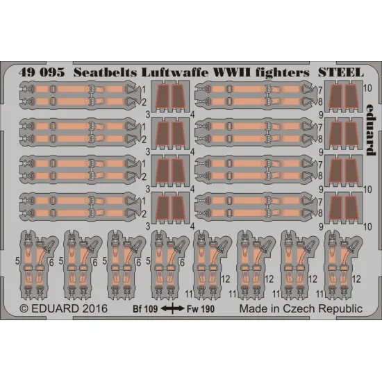 Eduard 49095 1/48 Seatbelts Luftwaffe WWII fighters STEEL Photo-Etched for Aircraft Photo etched set