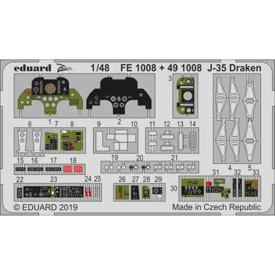 Eduard 491008 1/48 J-35 Draken interior Photo-Etched for Aircraft Photo etched set