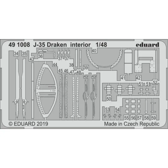 Eduard 491008 1/48 J-35 Draken interior Photo-Etched for Aircraft Photo etched set