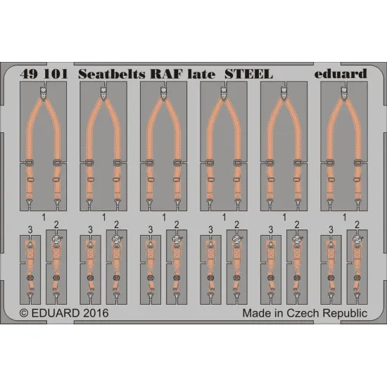 Eduard 49101 1/48 Seatbelts RAF late STEEL Photo-Etched for Aircraft Photo etched set