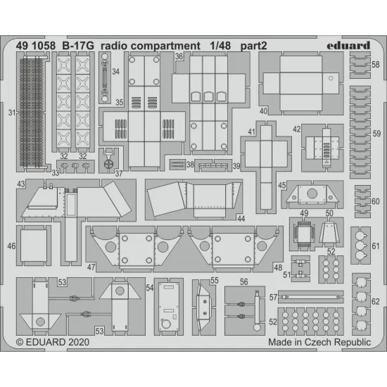 Eduard 491058 1/48 B-17G radio compartment Photo-Etched for Aircraft Photo etched set
