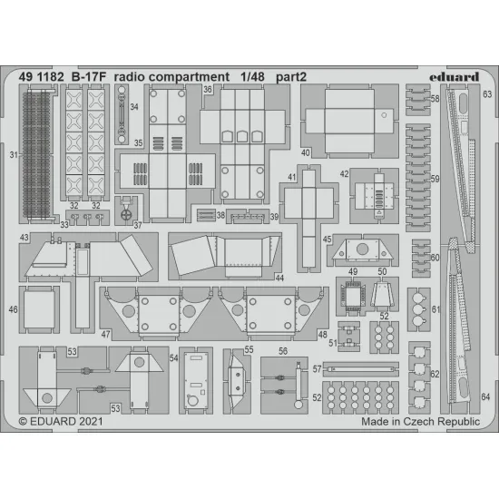 Eduard 491182 1/48 B-17F radio compartment Photo-Etched for Aircraft Photo etched set