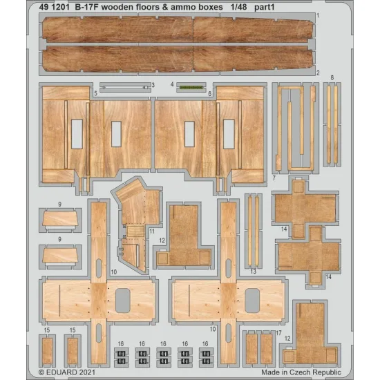 Eduard 491201 1/48 B-17F wooden floors & ammo boxes Photo-Etched for Aircraft Photo etched set